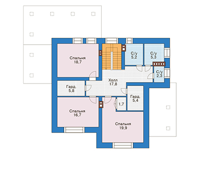 Планировка мансардного этажа :: Проект дома из кирпича 39-92