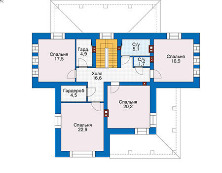 Планировка мансардного этажа :: Проект дома из кирпича 40-37
