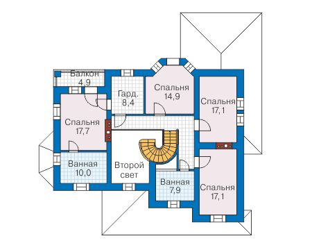 Планировка второго этажа :: Проект дома из кирпича 40-59