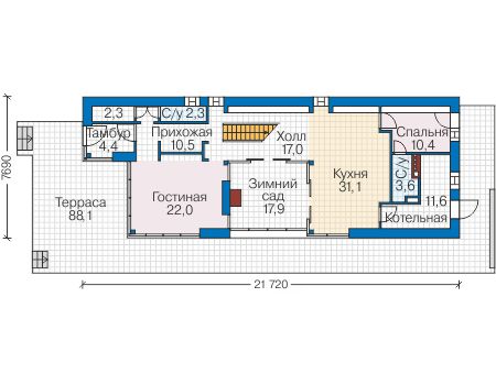 Планировка первого этажа :: Проект дома из кирпича 40-60