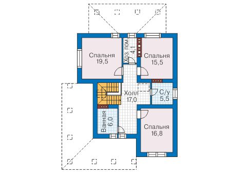 Планировка мансардного этажа :: Проект дома из кирпича 40-65