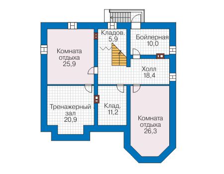 Планировка цокольного этажа :: Проект дома из кирпича 40-66