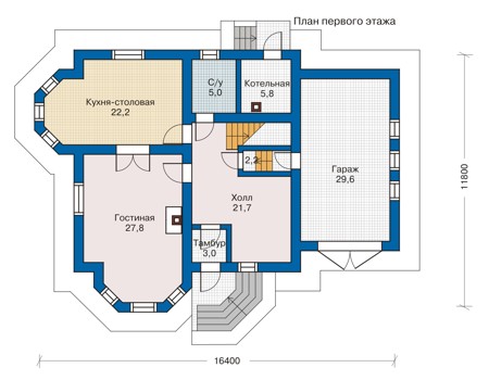 Планировка первого этажа :: Проект дома из кирпича 40-70