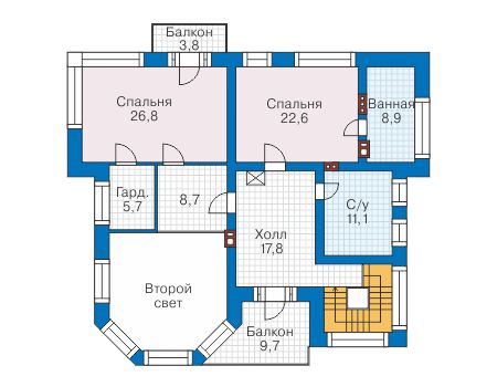 Планировка второго этажа :: Проект дома из кирпича 40-75