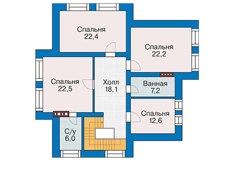 Планировка мансардного этажа :: Проект дома из кирпича 40-85