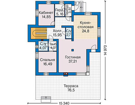 Планировка первого этажа :: Проект дома из кирпича 40-95