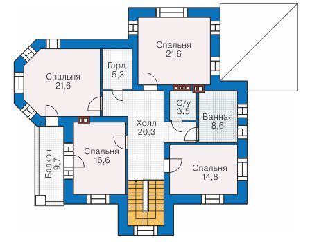 Планировка второго этажа :: Проект дома из кирпича 40-98