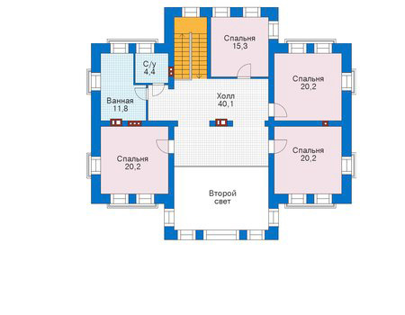 Планировка второго этажа :: Проект дома из кирпича 40-99