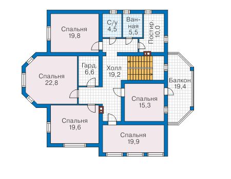 Планировка второго этажа :: Проект дома из кирпича 41-06