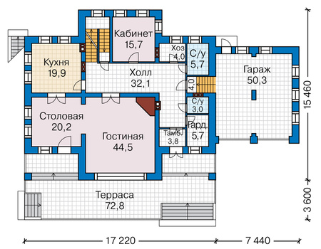 Планировка первого этажа :: Проект дома из кирпича 41-08