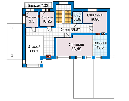 Планировка второго этажа :: Проект дома из кирпича 41-17