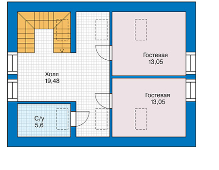 Планировка мансардного этажа :: Проект дома из кирпича 41-21