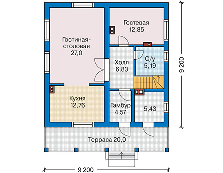 Планировка первого этажа :: Проект дома из кирпича 41-28