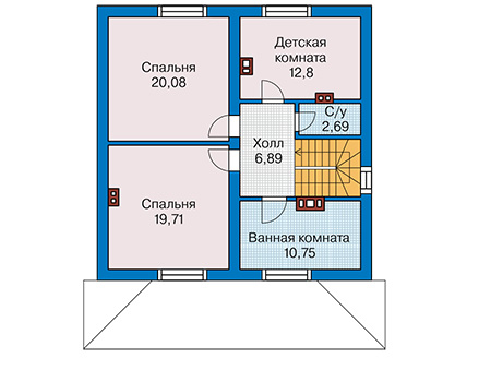 Планировка мансардного этажа :: Проект дома из кирпича 41-28