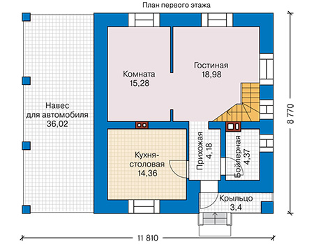 Планировка первого этажа :: Проект дома из кирпича 41-30