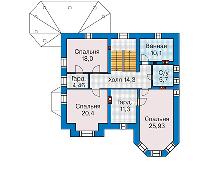 Планировка мансардного этажа :: Проект дома из кирпича 41-43