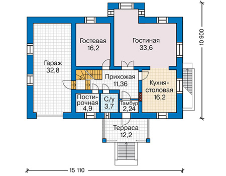 Планировка первого этажа :: Проект дома из кирпича 41-50