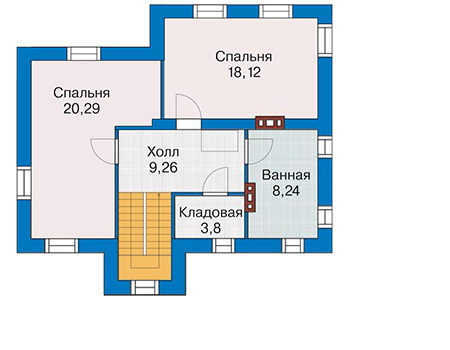 Планировка второго этажа :: Проект дома из кирпича 41-56