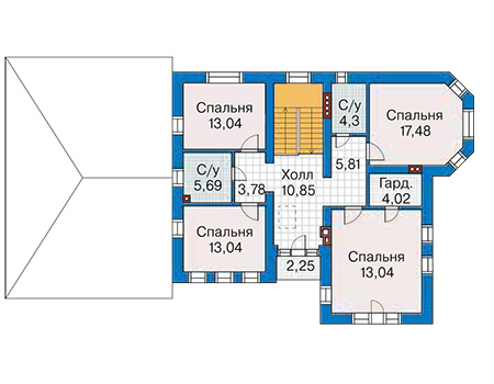 Планировка второго этажа :: Проект дома из кирпича 41-59