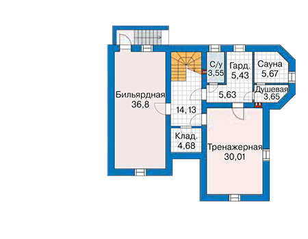 Планировка цокольного этажа :: Проект дома из кирпича 41-59