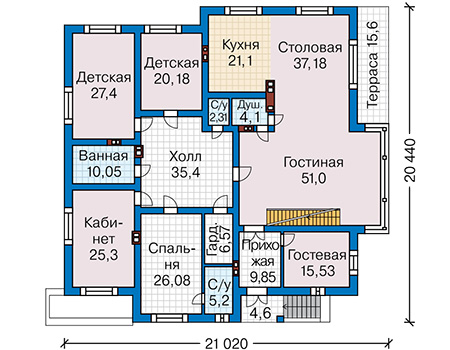 Планировка первого этажа :: Проект дома из кирпича 41-60