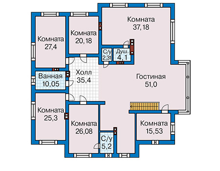 Планировка мансардного этажа :: Проект дома из кирпича 41-60