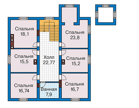 Планировка мансардного этажа :: Проект дома из кирпича 41-64