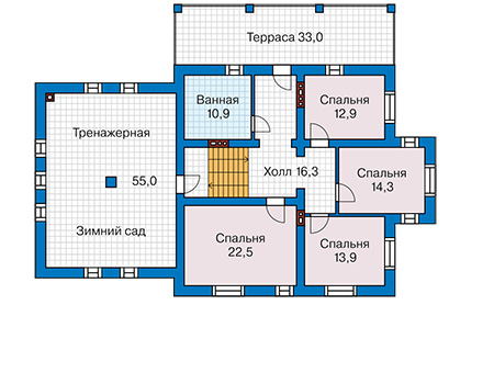 Планировка второго этажа :: Проект дома из кирпича 41-68