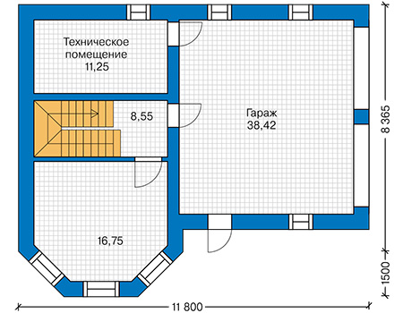 Планировка первого этажа :: Проект дома из кирпича 41-95