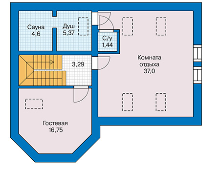 Планировка мансардного этажа :: Проект дома из кирпича 41-95