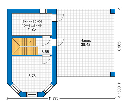 Планировка первого этажа :: Проект дома из кирпича 41-96