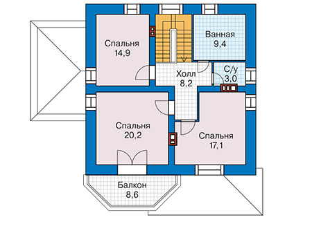 Планировка мансардного этажа :: Проект дома из кирпича 41-99