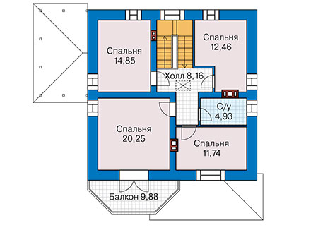 Планировка мансардного этажа :: Проект дома из кирпича 42-00