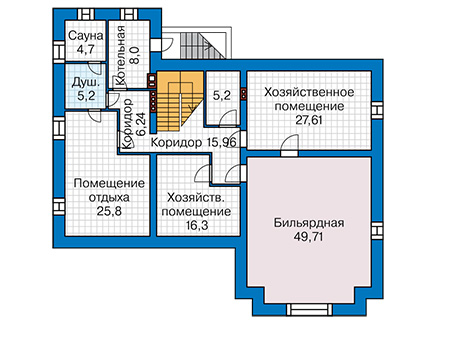 Планировка цокольного этажа :: Проект дома из кирпича 42-04