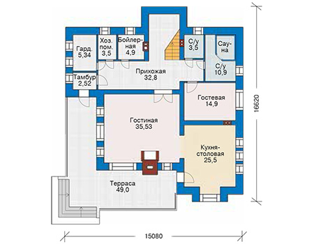 Планировка первого этажа :: Проект дома из кирпича 42-10