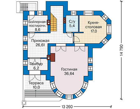 Планировка первого этажа :: Проект дома из кирпича 42-12