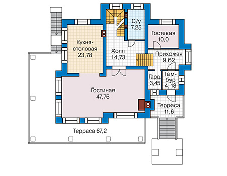 Планировка первого этажа :: Проект дома из кирпича 42-19