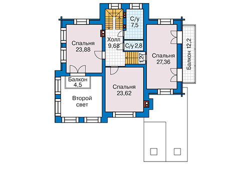 Планировка второго этажа :: Проект дома из кирпича 42-19