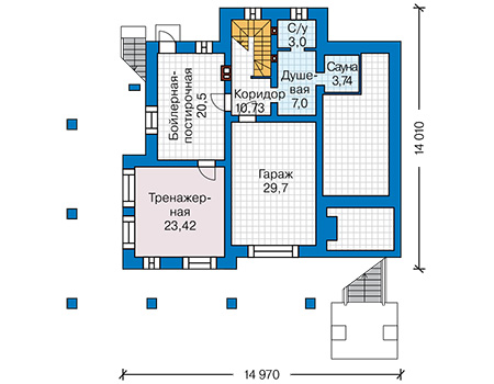 Планировка цокольного этажа :: Проект дома из кирпича 42-19
