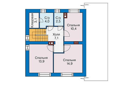 Планировка мансардного этажа :: Проект дома из кирпича 42-39