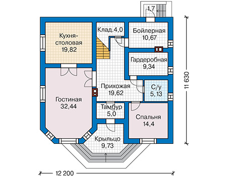 Планировка первого этажа :: Проект дома из кирпича 42-43