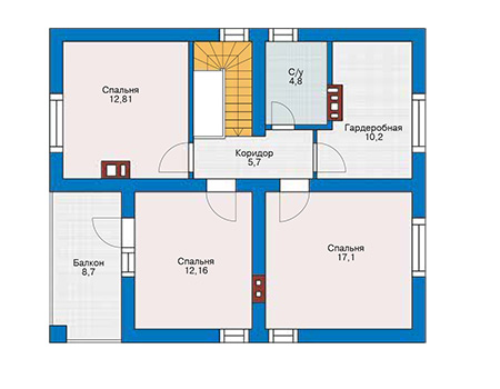 Планировка мансардного этажа :: Проект дома из кирпича 42-52