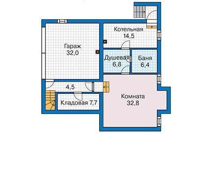 Планировка цокольного этажа :: Проект дома из кирпича 42-58