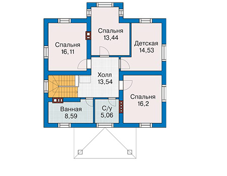 Планировка второго этажа :: Проект дома из кирпича 42-73