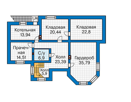 Планировка цокольного этажа :: Проект дома из кирпича 42-78