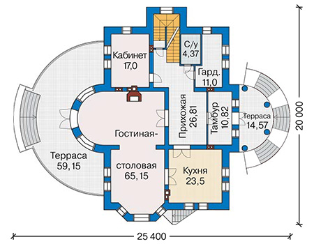 Планировка первого этажа :: Проект дома из кирпича 42-79