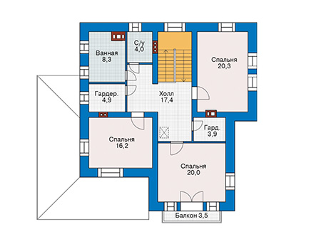 Планировка второго этажа :: Проект дома из кирпича 42-81