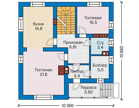 Планировка первого этажа :: Проект дома из кирпича 42-91