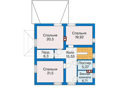 Планировка мансардного этажа :: Проект дома из кирпича 42-98