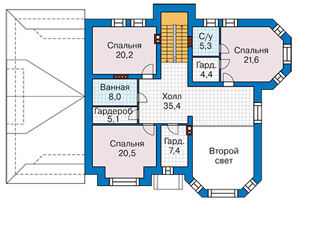 Планировка второго этажа :: Проект дома из кирпича 43-09